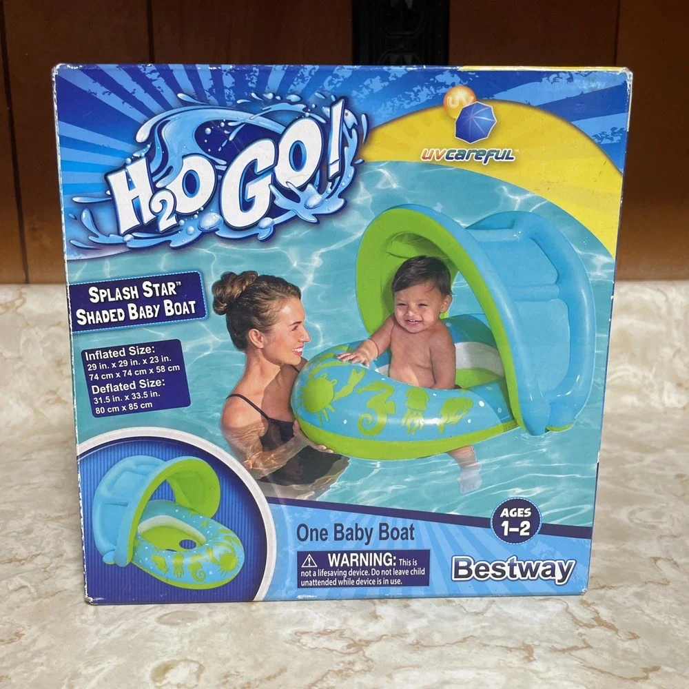 NEW H2O Go!  Splash Star Shaded Baby Boat‎ float Ages 1 To 2 Years
